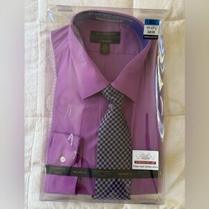 Alexander Julian Men's Lavender Dress Shirt with Patterned Tie